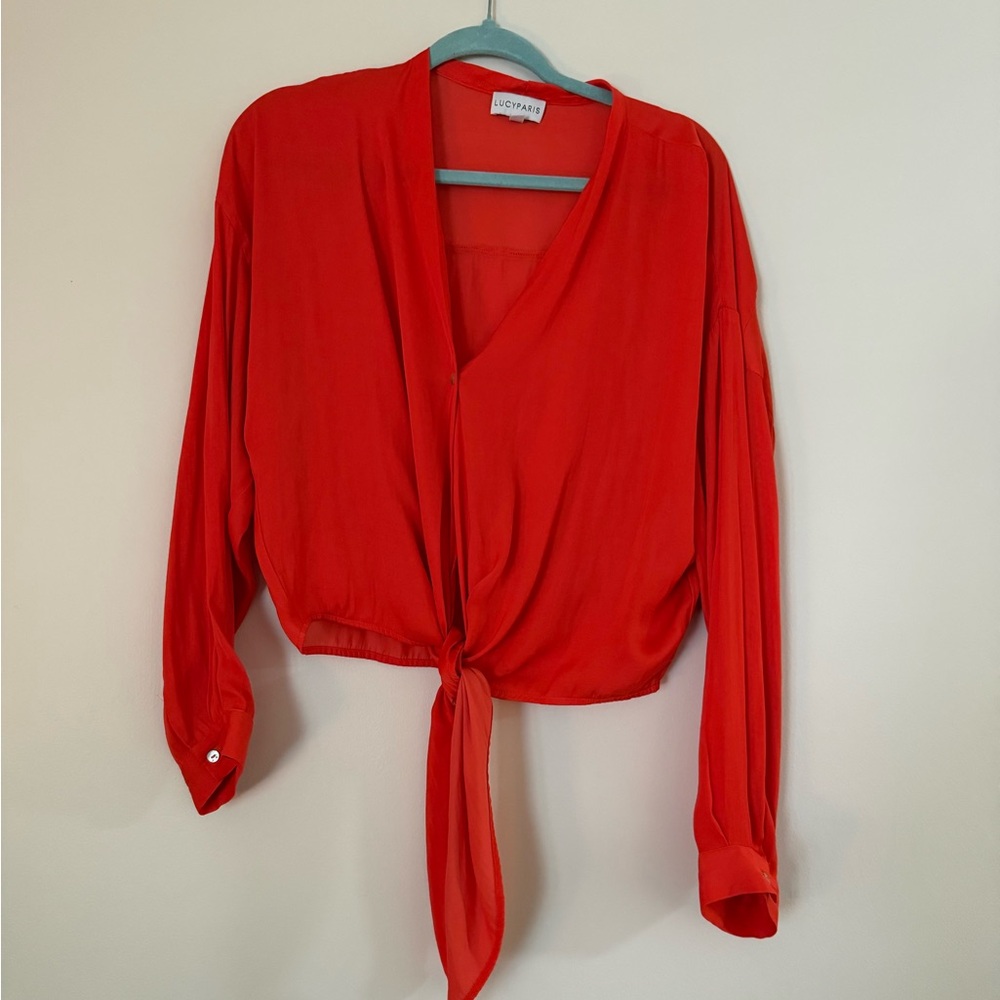 Lucy Paris Red Tie-Front Blouse